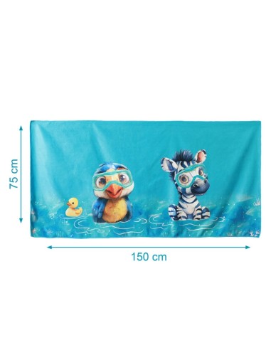Oferta Toalla de playa de microfibra cebra-pájaro 150X75cm. Kiokids