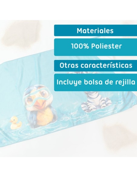 Oferta Toalla de playa de microfibra cebra-pájaro 150X75cm. Kiokids