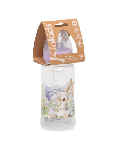 Biberón anticólicos color morado 360ml | Kiokids - Nappy.es