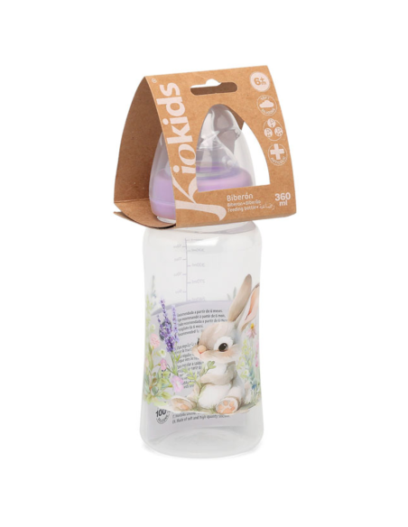 Biberón anticólicos color morado 360ml | Kiokids - Nappy.es