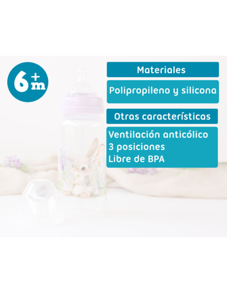 Biberón anticólicos color morado 360ml | Kiokids - Nappy.es