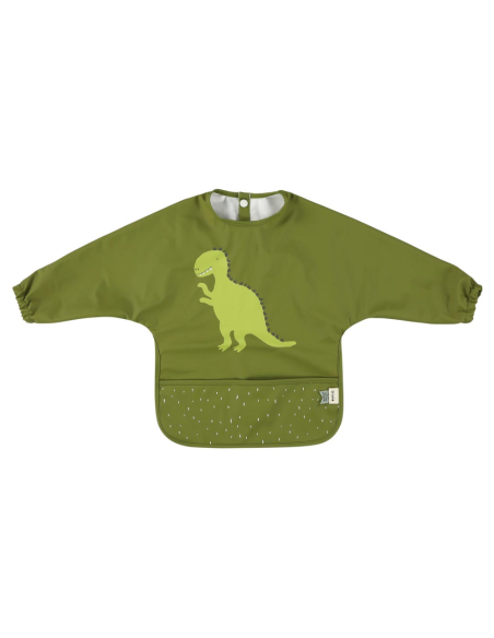 babero-con-mangas-dinosaurio-verde-trixie-1.jpg – Vista frontal.