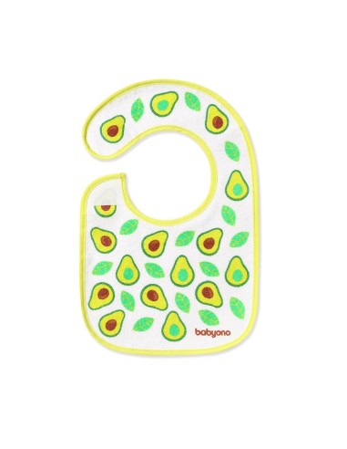 Babero rizo aguacate verde "Eat and I Grow" BabyOno – Absorbente y cómodo
