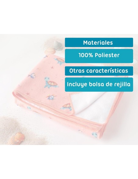 Toalla playa de microfibras color rosa Kiokids