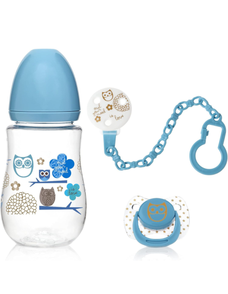 Biberón chupete y sujeta chupete [ 6m+ 250ml ] flujo medio | kiokids