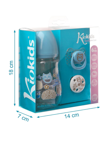 Biberón chupete y sujeta chupete [ 6m+ 250ml ] flujo medio | kiokids
