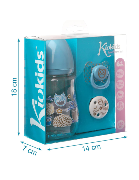 Biberón chupete y sujeta chupete [ 6m+ 250ml ] flujo medio | kiokids