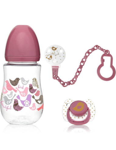 Biberón chupete y sujeta chupete [ 6m+ 250ml ] flujo medio | kiokids
