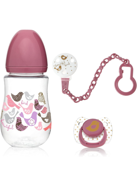 Biberón chupete y sujeta chupete [ 6m+ 250ml ] flujo medio | kiokids