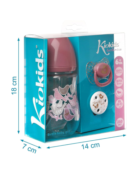 Biberón chupete y sujeta chupete [ 6m+ 250ml ] flujo medio | kiokids