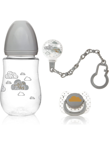 Biberón chupete y sujeta chupete [ 6m+ 250ml ] flujo medio | kiokids
