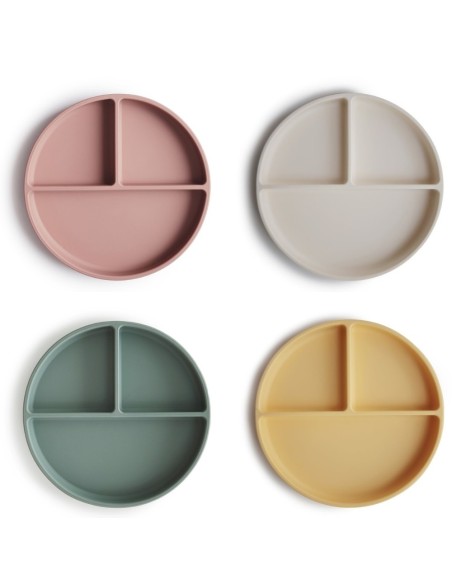 Plato ventosa-compartimentos Solid Ivory Mushie