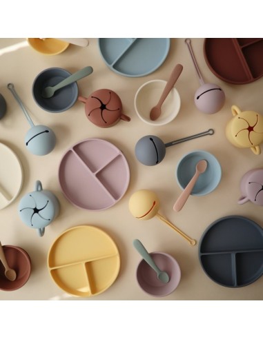 Plato ventosa-compartimentos Solid Ivory Mushie