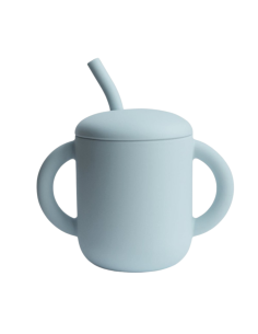 Taza didáctica con pajita de silicona Mushie 2