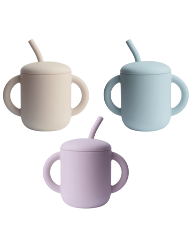 Taza didáctica con pajita de silicona Mushie