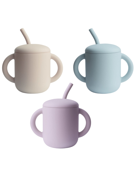 Taza didáctica con pajita de silicona Mushie