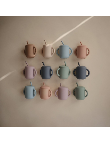 Taza didáctica con pajita de silicona Mushie
