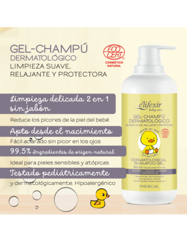 Gel-Champú dermatológico para bebés 500 ml Elifexir