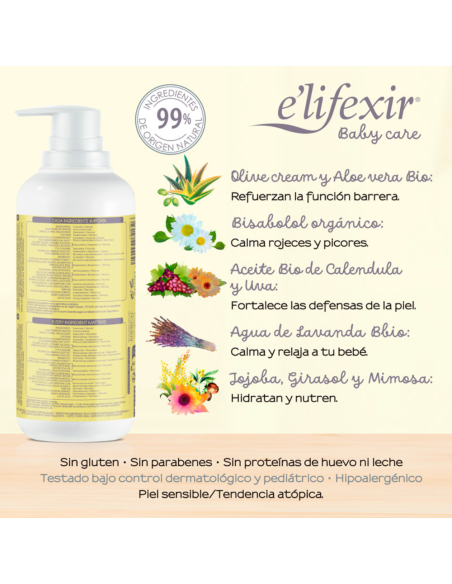 Leche corporal hidratante para bebés 400 ml Elifexir