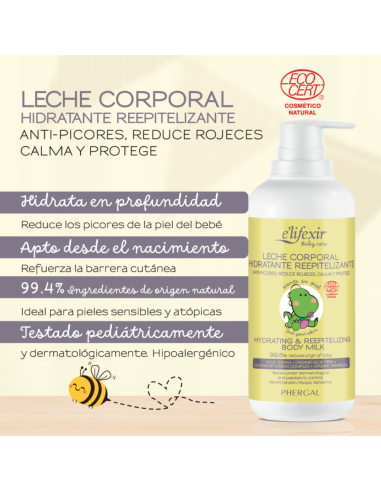 Leche corporal hidratante para bebés 400 ml Elifexir