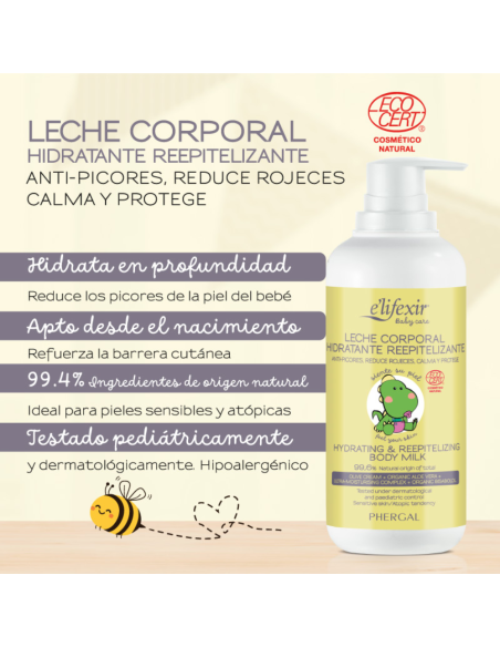 Leche corporal hidratante para bebés 400 ml Elifexir