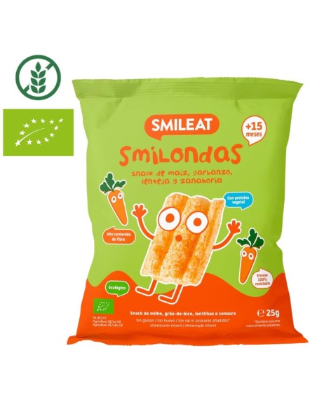 Snack de maíz, garbanzo, lenteja y zanahoria | Smileat - Nappy.es