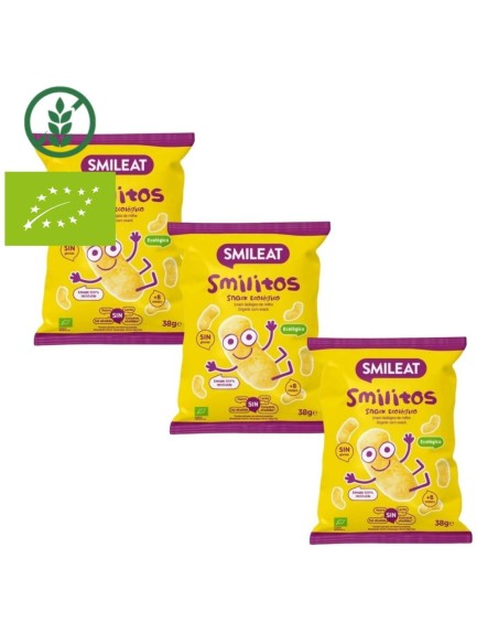 Oferta Pack 3 uds. Smilitos de maíz bolsa 38g. +8M Smileat