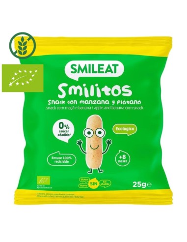 Smilitos sabor manzana y plátano 25gr eco | Smileat - Nappy.es