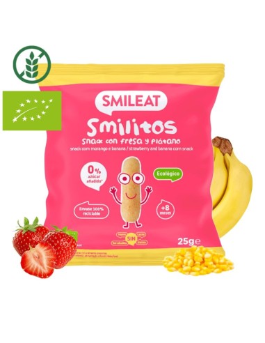 Smilitos sabor fresa y plátano eco |Smileat - Nappy.es