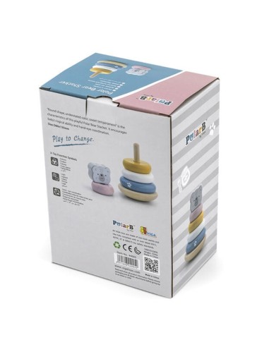 Vista lateral juguete de madera aros apilables PolarB