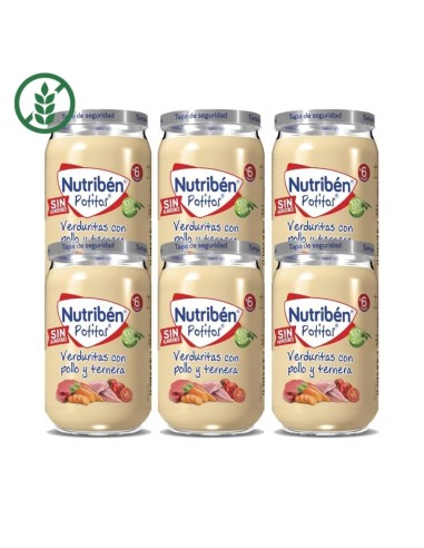 pack-6-potitos-verduritas-pollo-ternera-nutriben-1.jpg – Vista frontal del pack.