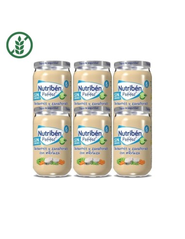 Oferta 6 potitos suprema merluza, zanahoria y guisantes Nutribén