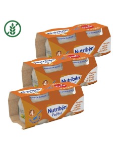 Pack 6 uds. Potitos Manzana, Naranja y Plátano con Galleta 120g +4M Nutribén