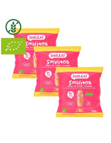Pack 3 uds. Smilitos sabor fresa y plátano eco | Smileat - Nappy.es