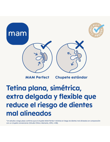 Chupete Perfect Night  2-6 meses color neutro | Mam Baby - Nappy.es