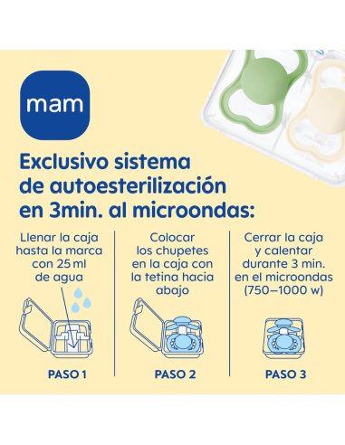 Chupete Air silicona 2-6 meses color azul 2 uds Mam Baby