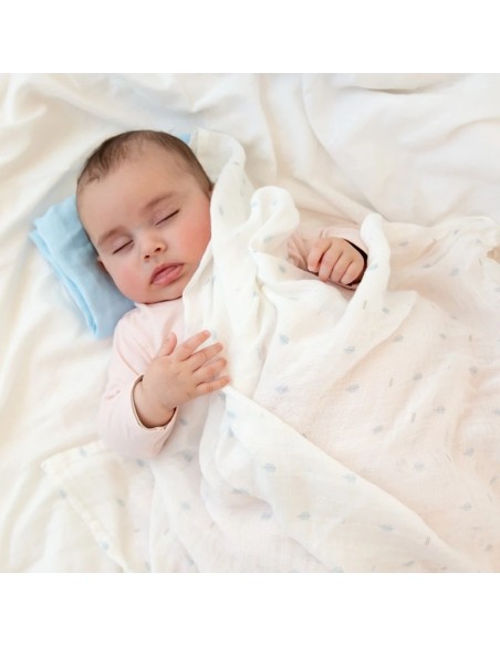 Oferta Set 2 muselinas de bambú azul. Kiokids