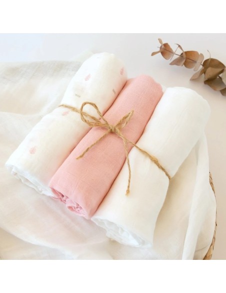 Oferta Set 3 muselinas rosa. Kiokids