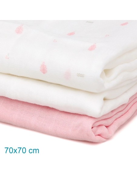 Oferta Set 3 muselinas rosa. Kiokids