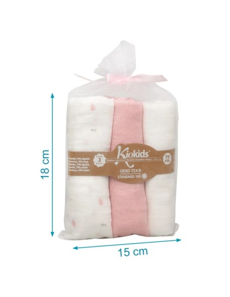 Oferta Set 3 muselinas rosa. Kiokids