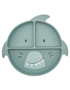 plato-3-compartimentos-silicona-tiburon-trixie-1.jpg – Vista frontal del plato.