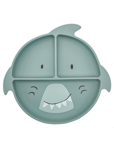 plato-3-compartimentos-silicona-tiburon-trixie-1.jpg – Vista frontal del plato.