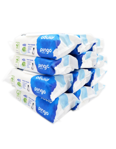 Caja de toallitas ecológicas 12 paquetes de 80 uds Pingo