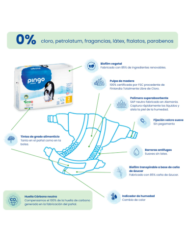 Pack Pingo talla 2 caja 84 uds ecológicos 3-6 kg Pingo