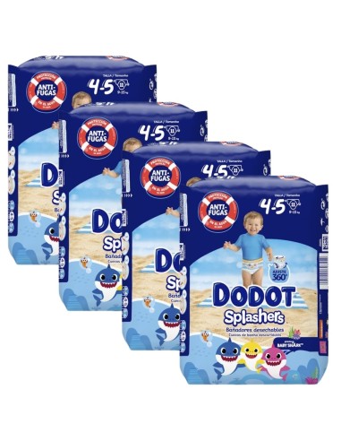 Oferta Pack 4 paquetes Dodot Splashers Talla 4 - 5 (9-15kgs) 44 uds.
