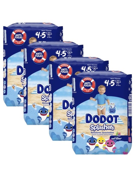 Oferta Pack 4 paquetes Dodot Splashers Talla 4 - 5 (9-15kgs) 44 uds.