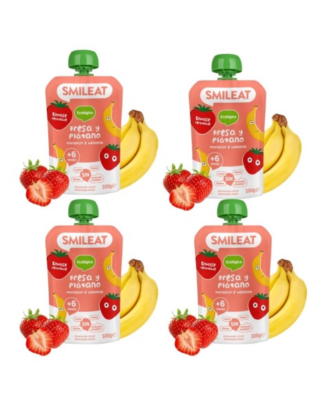 Pouch de Fresa y Platano 100gr eco | Smileat - Nappy.es