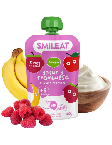 Pouch Yogur y Frambuesa 100gr eco Smileat