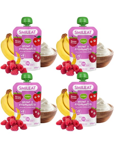 Pouch Yogur y Frambuesa 100gr eco Smileat