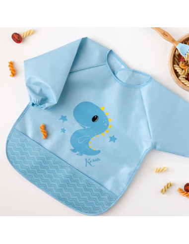 Babero impermeable con mangas azul +4m kiokids
